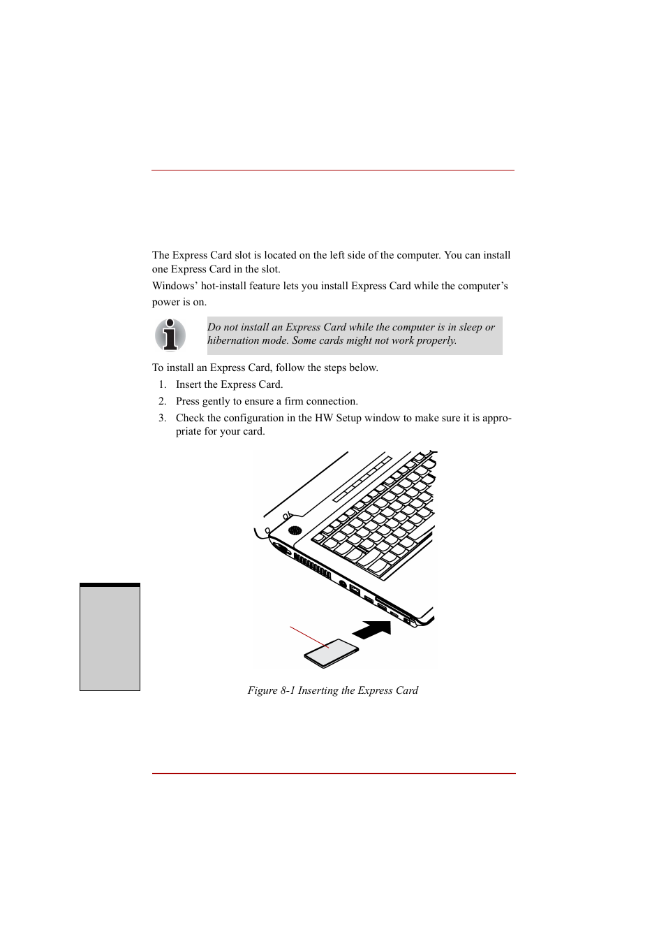 Express card, Installing an express card, Express card -2 | Installing an express card -2 | Toshiba A210 User Manual | Page 196 / 276