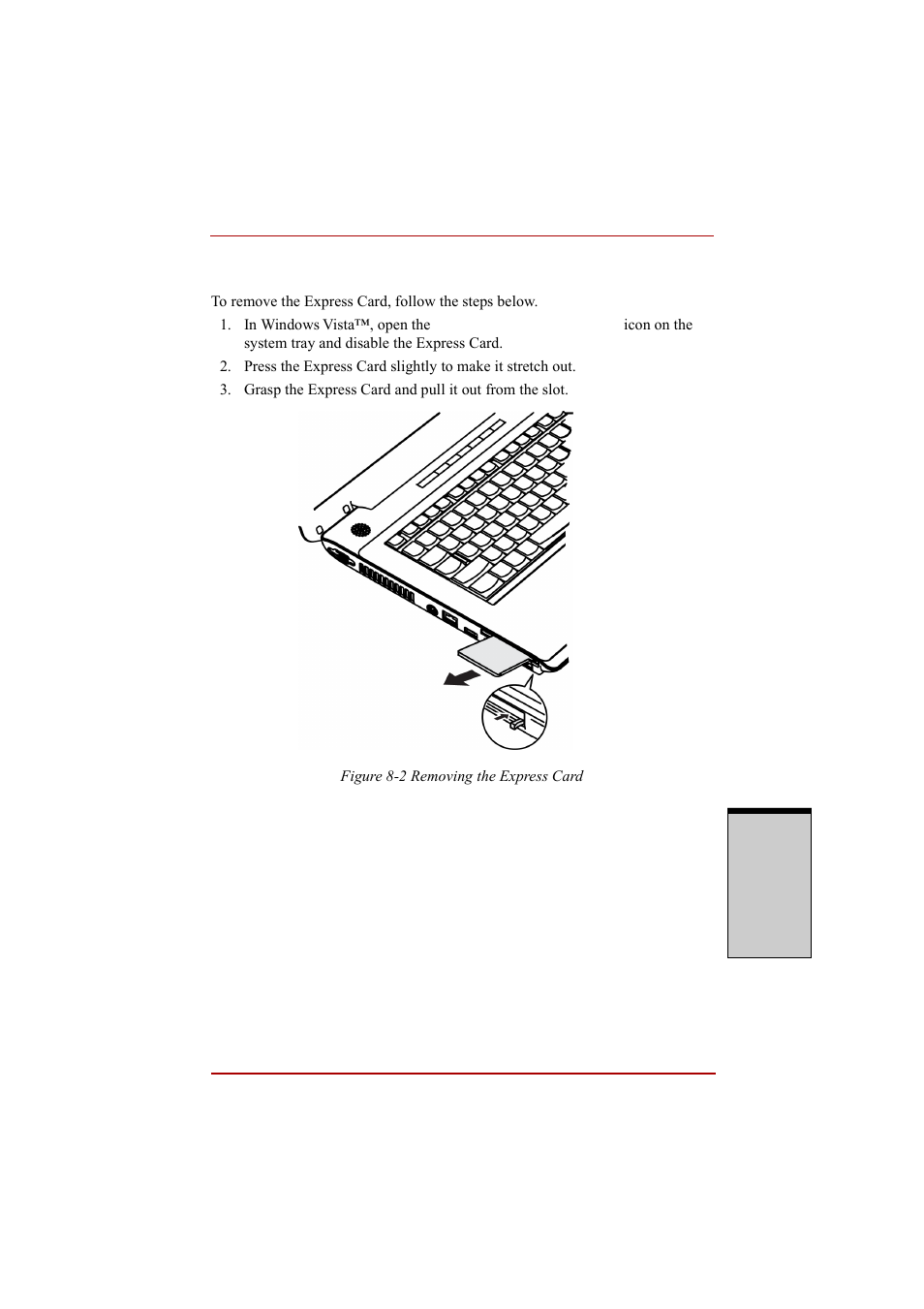 Removing an express card, Removing an express card -3 | Toshiba A210 User Manual | Page 197 / 276