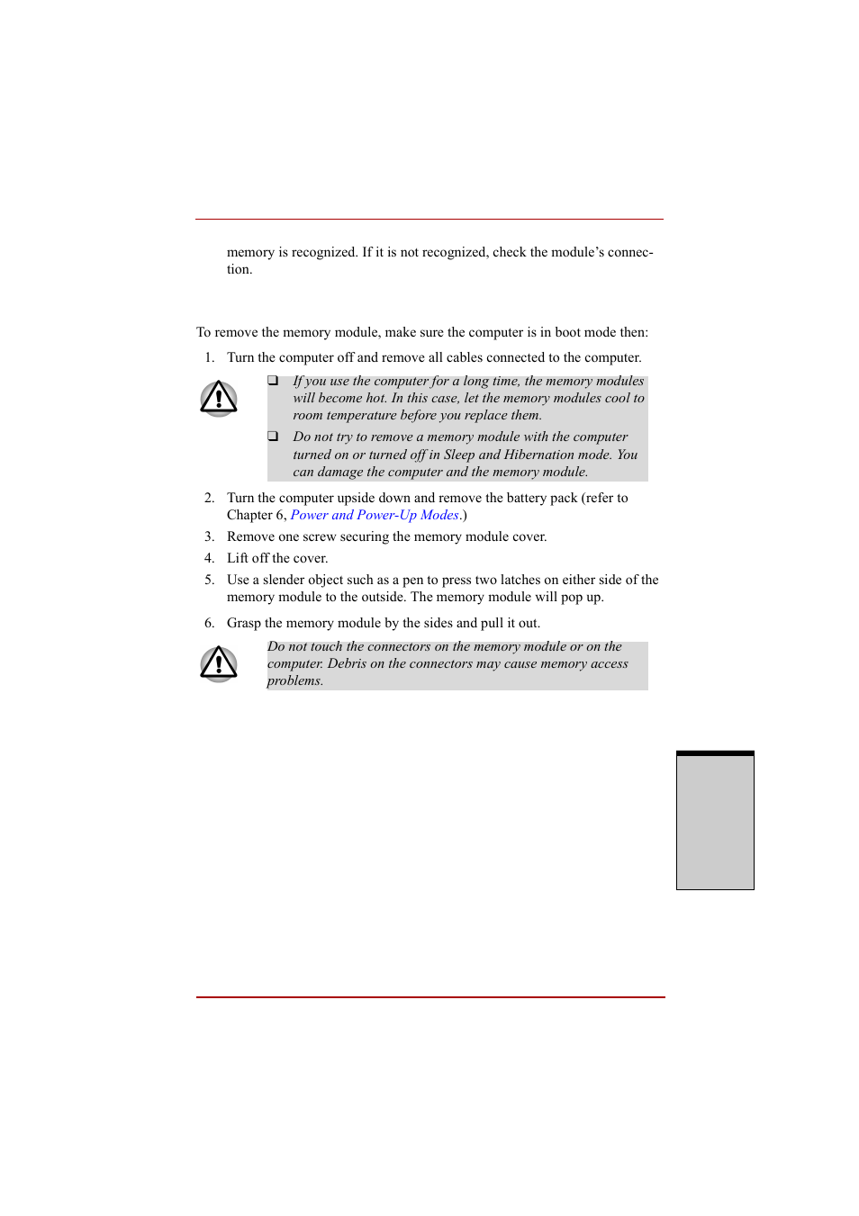 Removing memory module, Removing memory module -9 | Toshiba A210 User Manual | Page 203 / 276