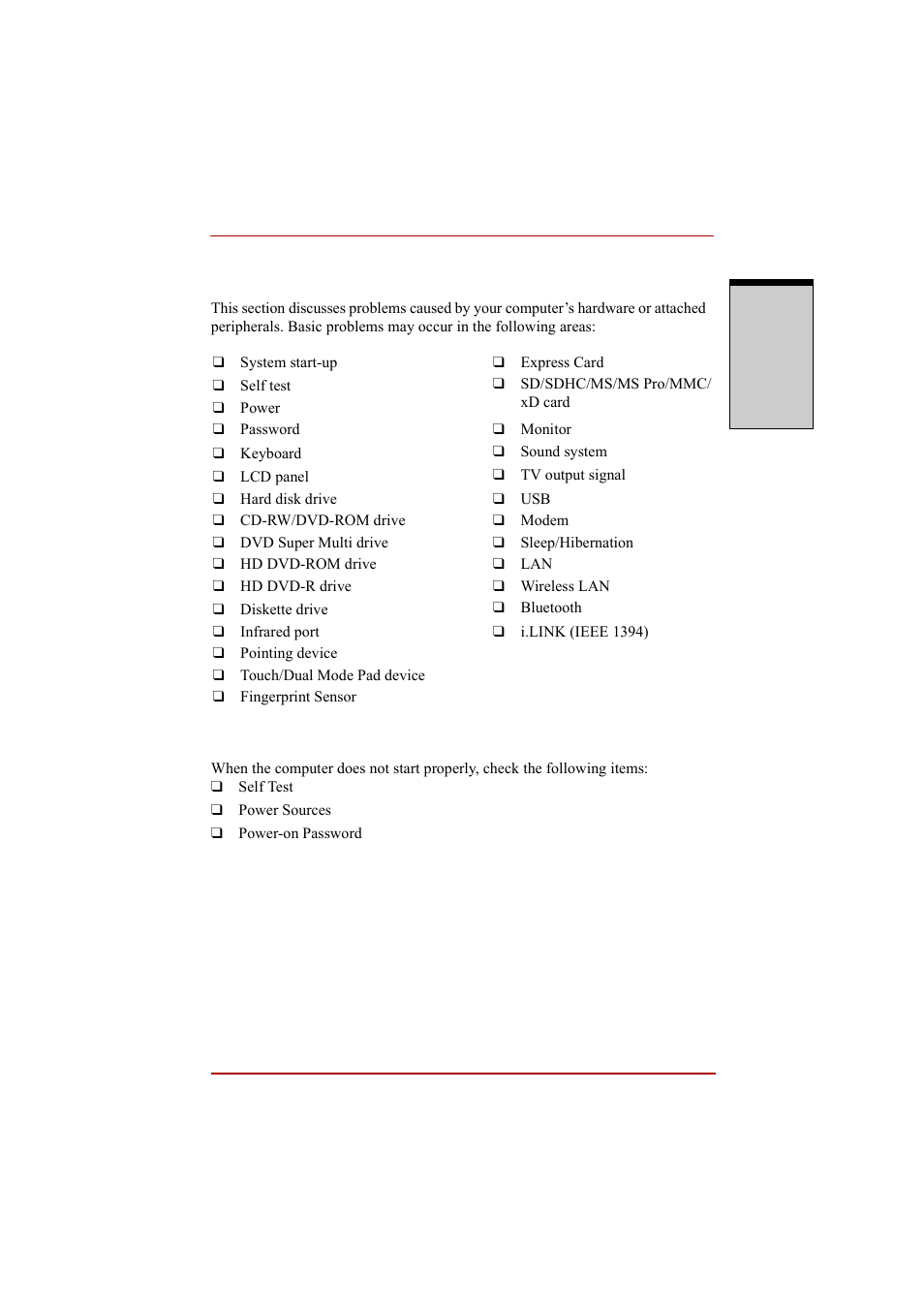 Hardware and system checklist, System start-up, Hardware and system checklist -3 | System start-up -3 | Toshiba A210 User Manual | Page 213 / 276