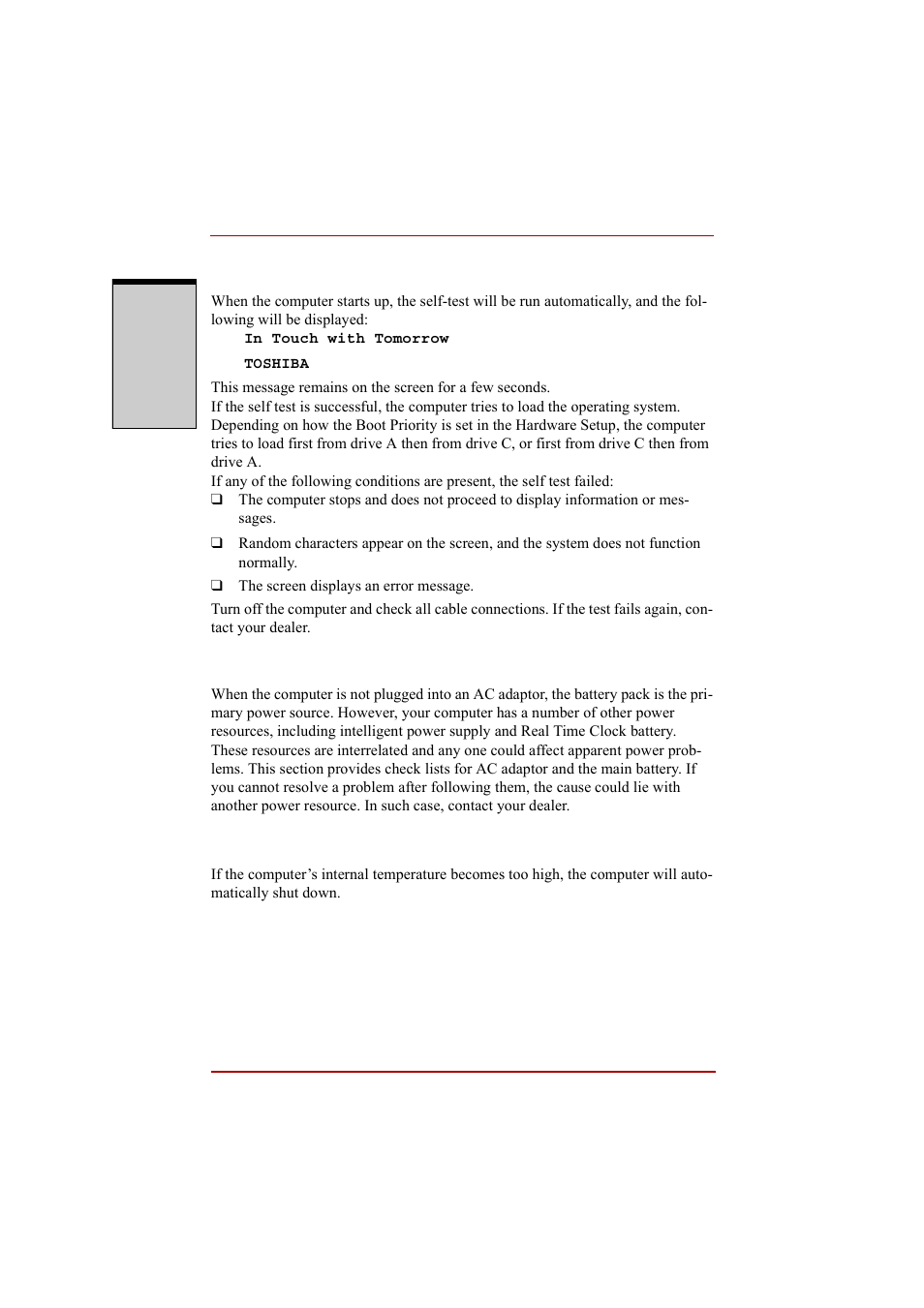 Self test, Power, Self test -4 power -4 | Overheating power down | Toshiba A210 User Manual | Page 214 / 276