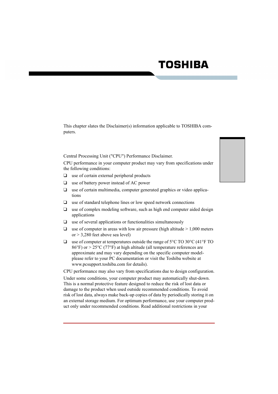 Chapter 10 disclaimers, Cpu -1, Disclaimers | Chapter 10 | Toshiba A210 User Manual | Page 239 / 276