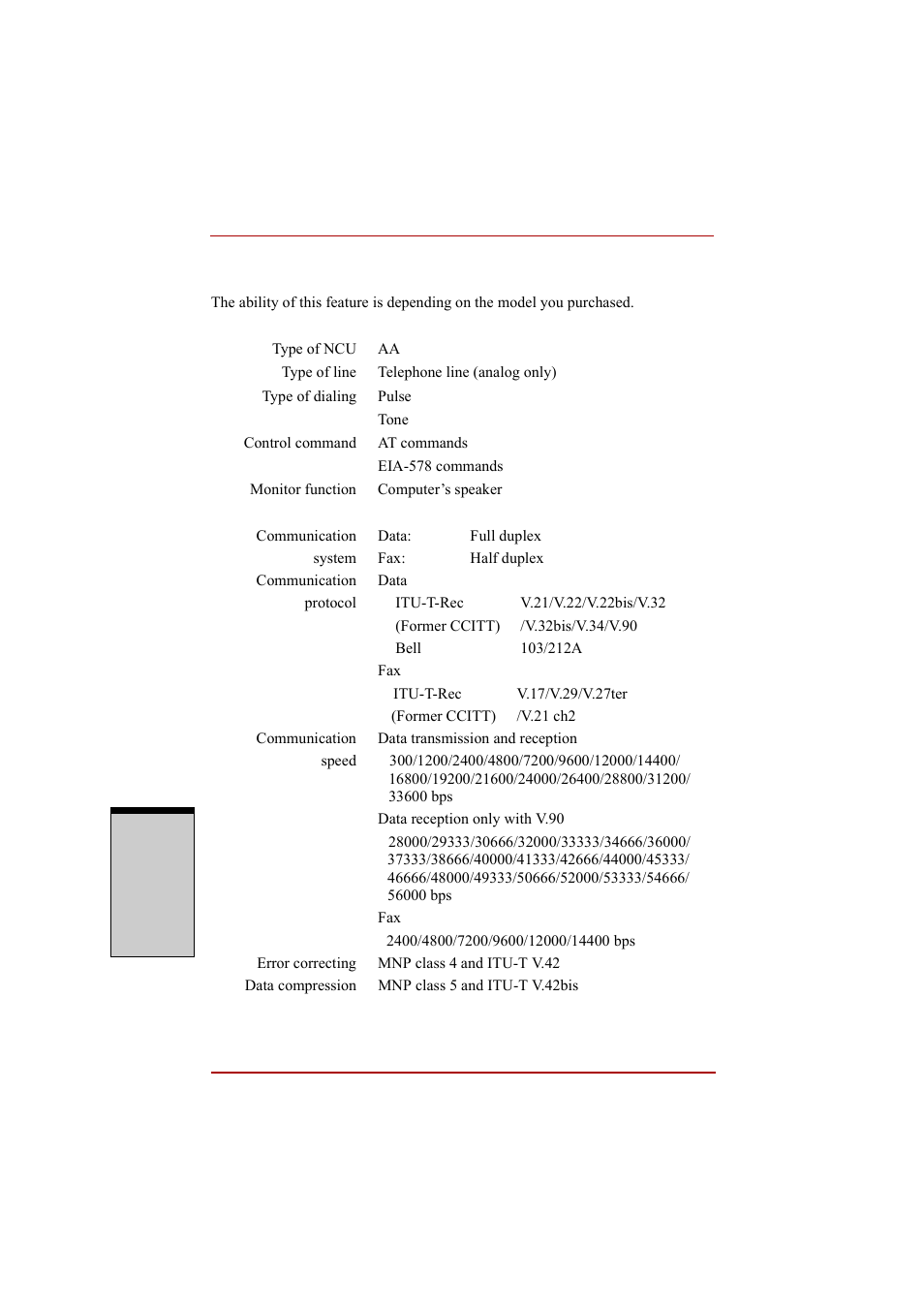 Built-in modem | Toshiba A210 User Manual | Page 246 / 276