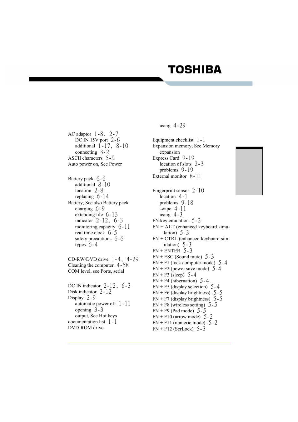 Index | Toshiba A210 User Manual | Page 273 / 276