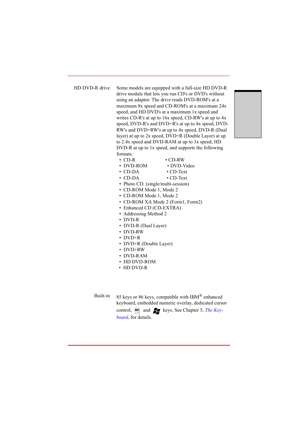 Keyboard | Toshiba A210 User Manual | Page 45 / 276