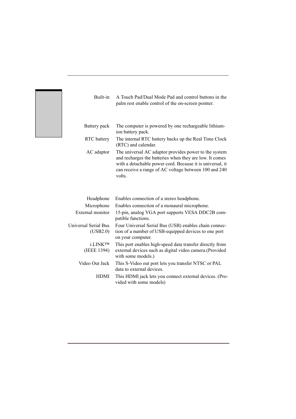 Pointing device power ports | Toshiba A210 User Manual | Page 46 / 276