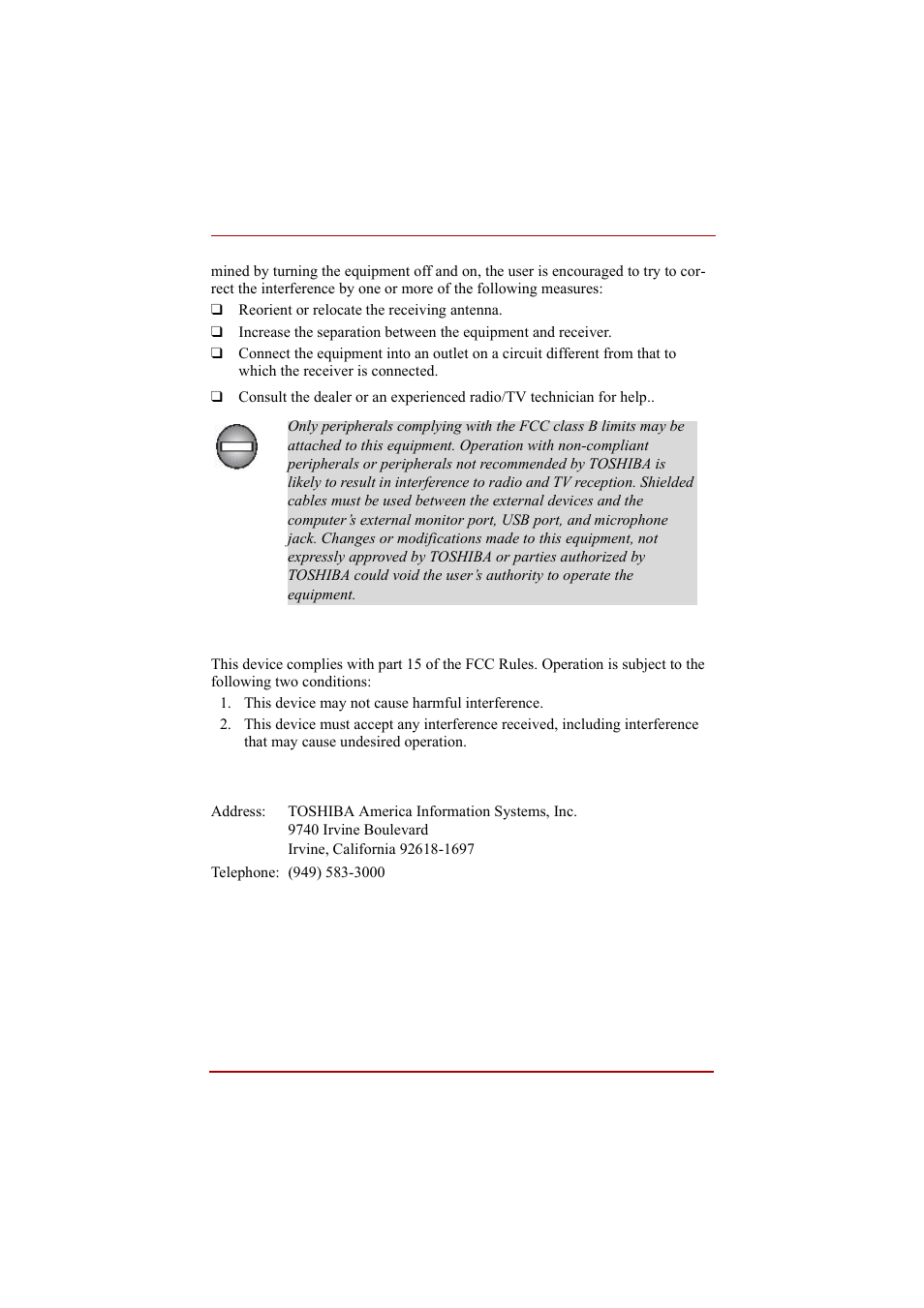 Fcc conditions, Contact | Toshiba A210 User Manual | Page 5 / 276