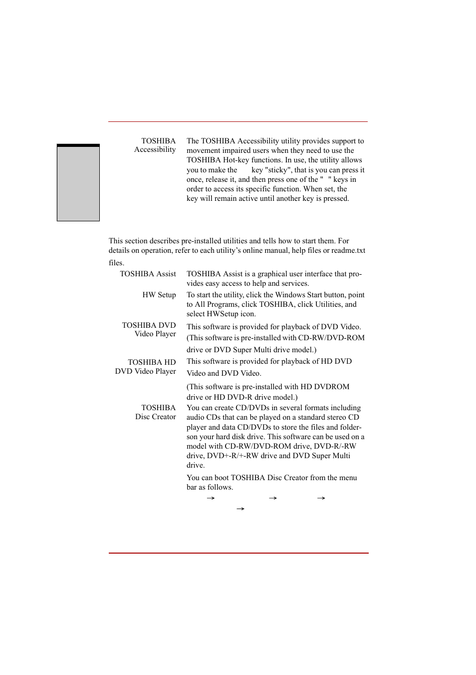 Utilities and application, Utilities and application -14 | Toshiba A210 User Manual | Page 52 / 276