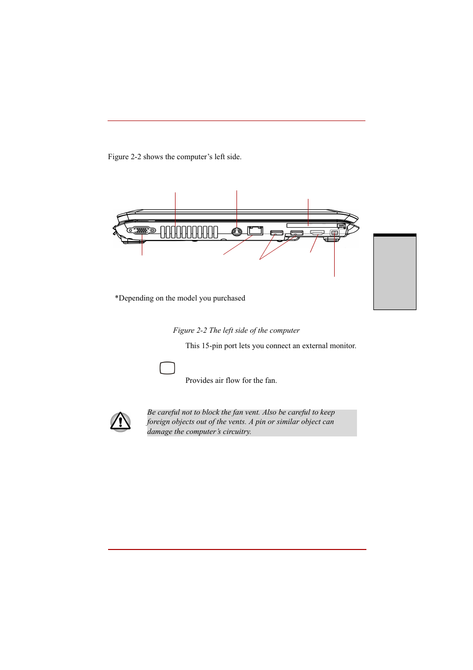 Left side, Left side -3 | Toshiba A210 User Manual | Page 59 / 276
