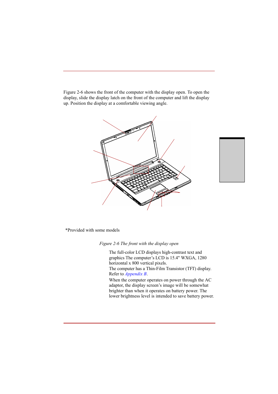 Front with the display open, Front with the display open -9 | Toshiba A210 User Manual | Page 65 / 276