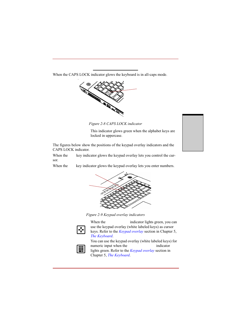 Keyboard indicators | Toshiba A210 User Manual | Page 69 / 276