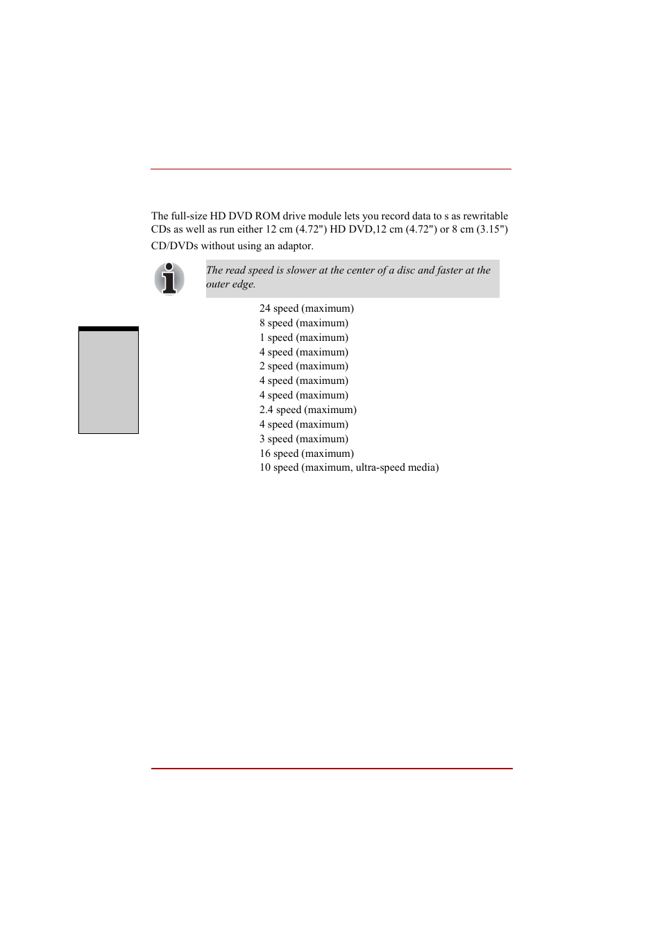 Hd dvd rom drive, Hd dvd rom drive -20 | Toshiba A210 User Manual | Page 76 / 276