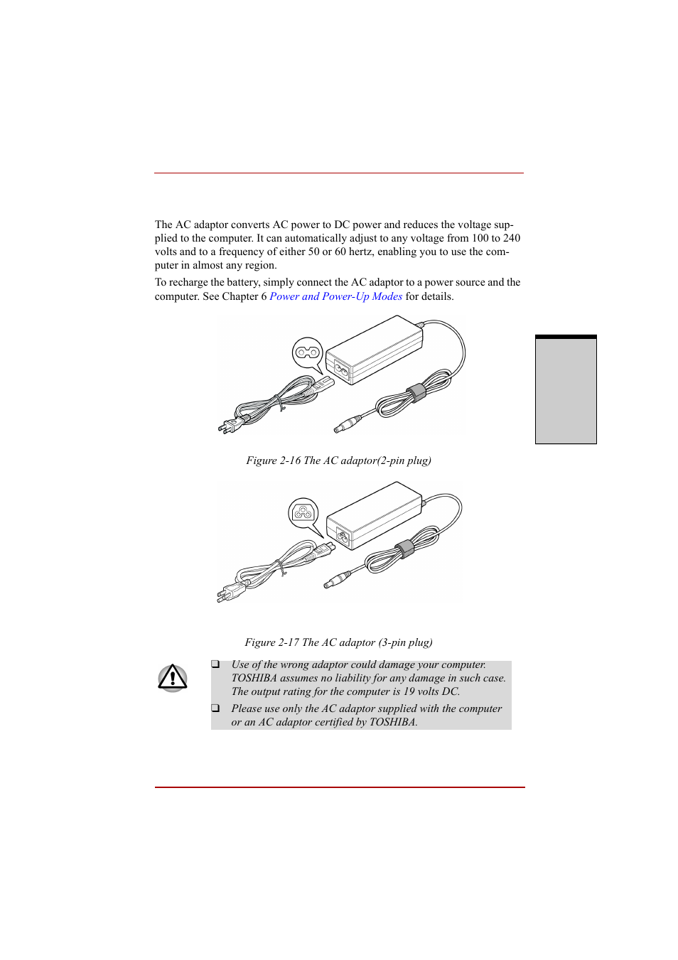 Ac adaptor, Ac adaptor -31 | Toshiba A210 User Manual | Page 87 / 276