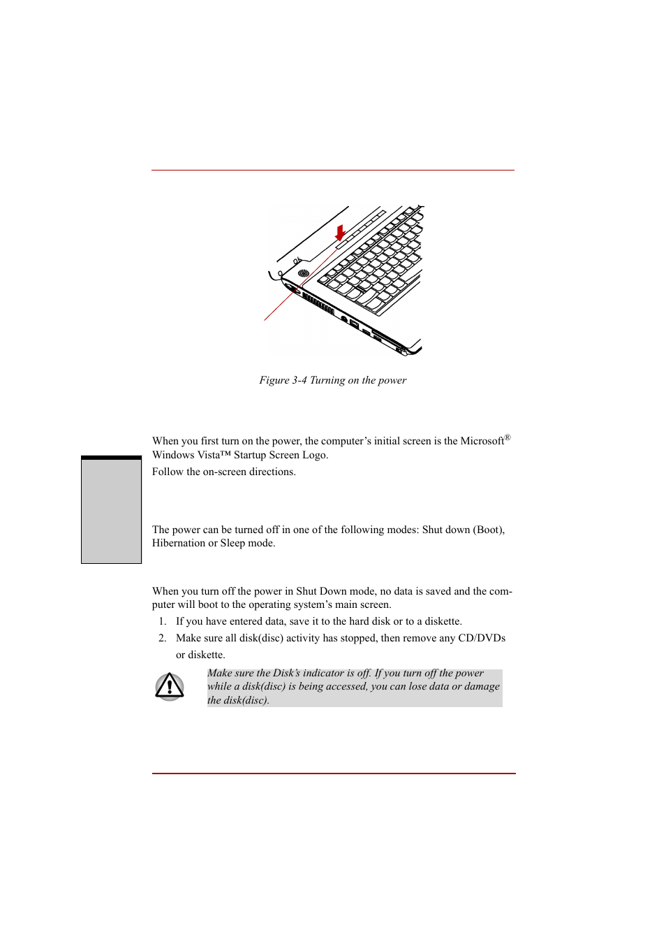 Starting up for the first time, Turning off the power, Shut down mode (boot mode) | Shut down mode (boot mode) -4 | Toshiba A210 User Manual | Page 92 / 276