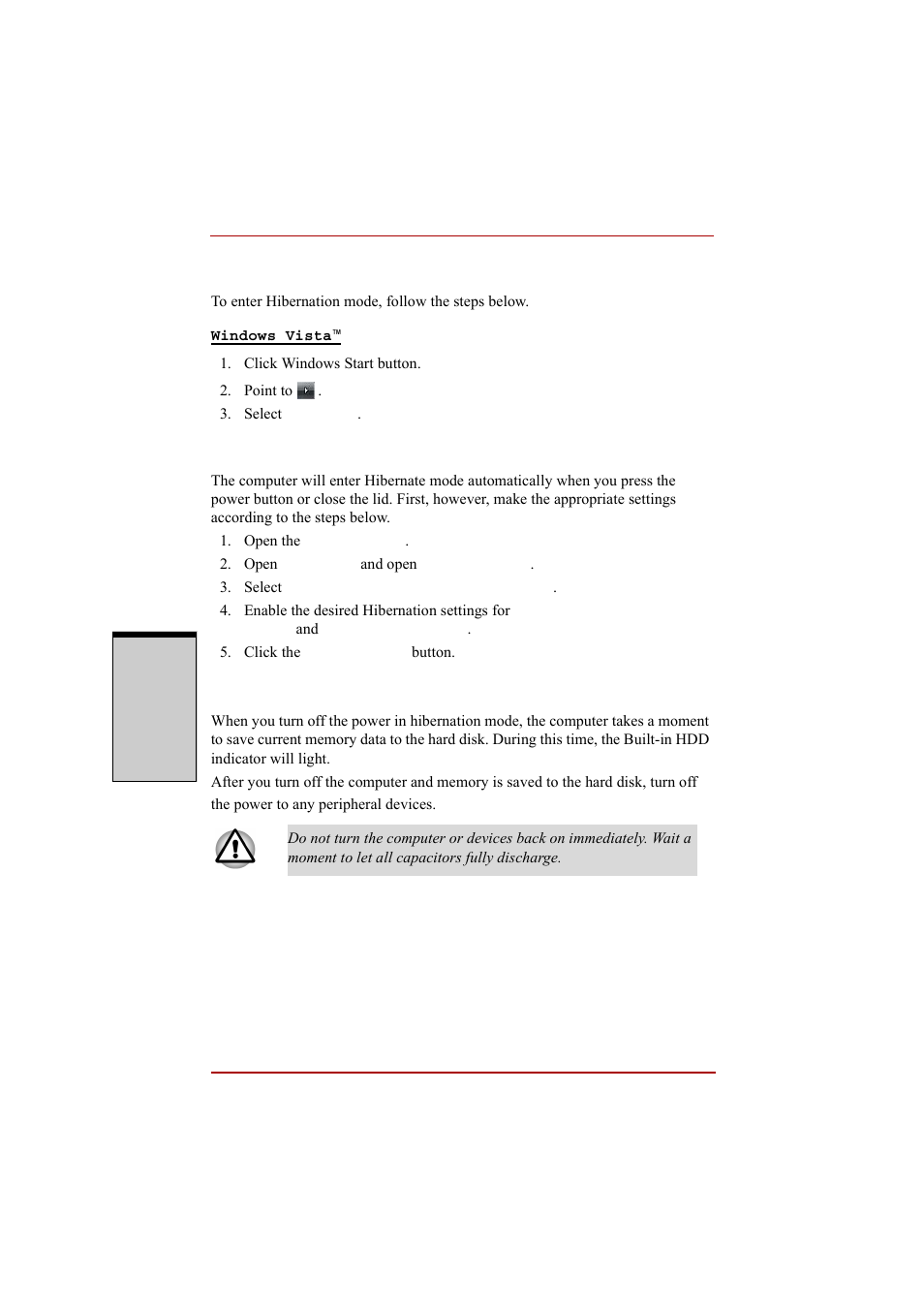 Starting hibernation, Automatic hibernation, Starting hibernation -6 automatic hibernation -6 | Toshiba A210 User Manual | Page 94 / 276