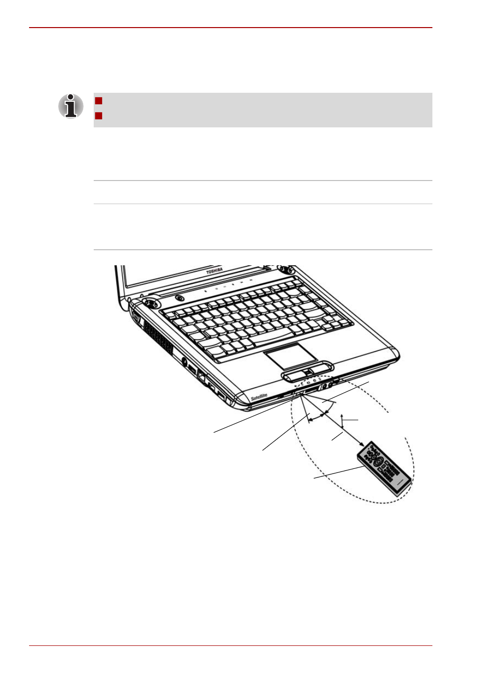Using the remote controller, Operational range of the remote controller | Toshiba A300 User Manual | Page 54 / 204