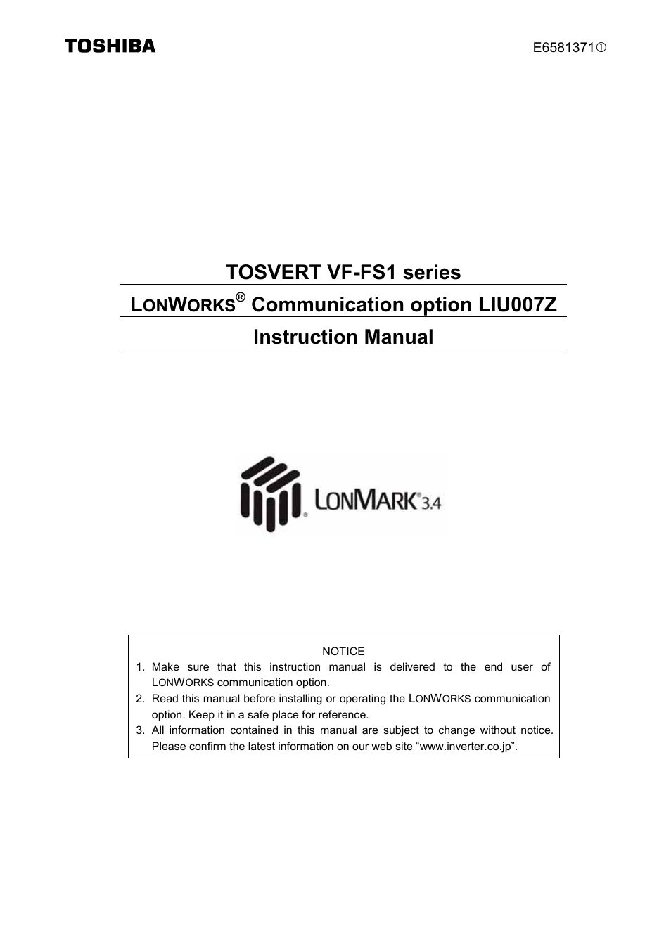 Toshiba TOSVERT VF-FS1 Series User Manual | 16 pages