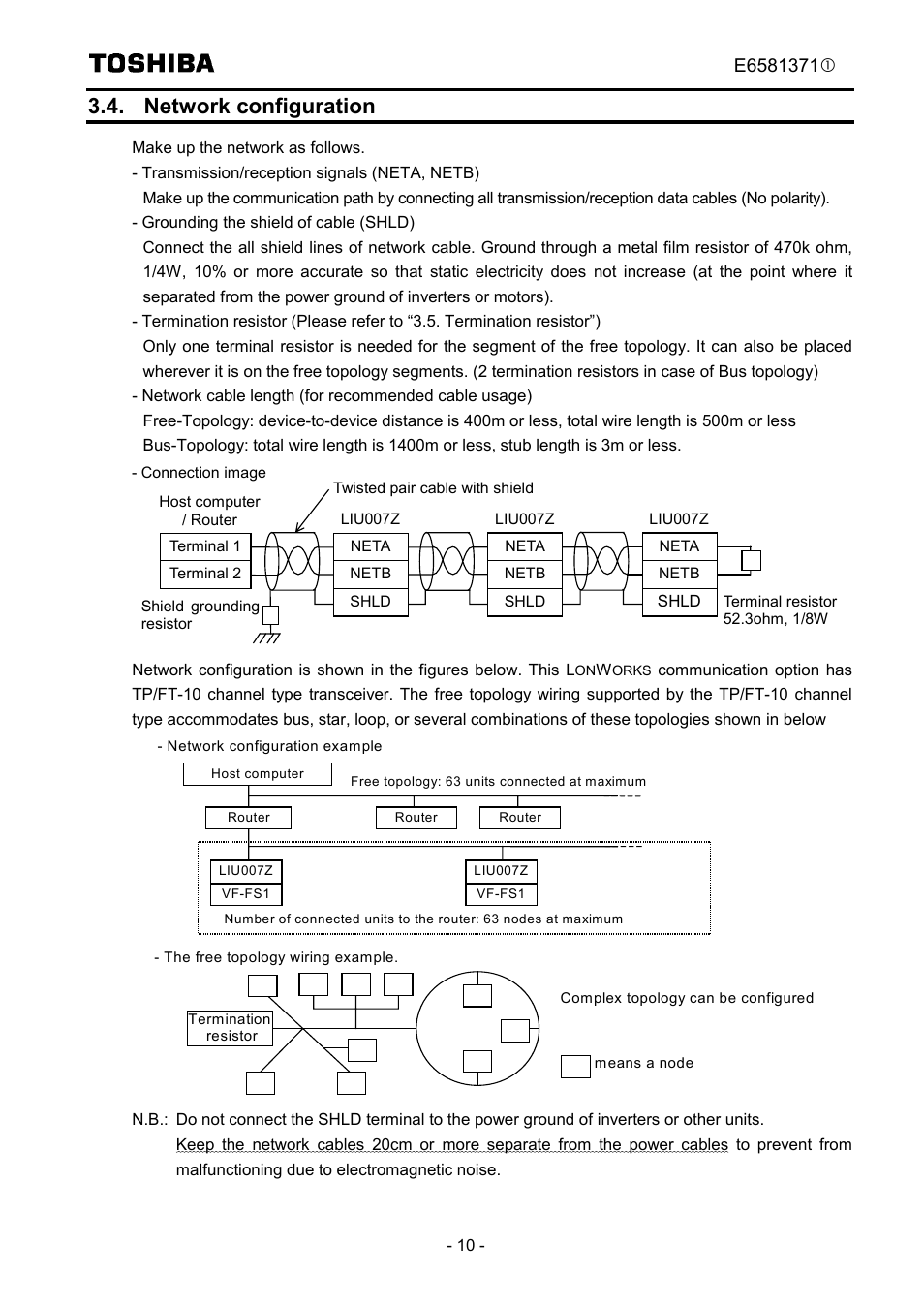 Network configuration | Toshiba TOSVERT VF-FS1 Series User Manual | Page 11 / 16