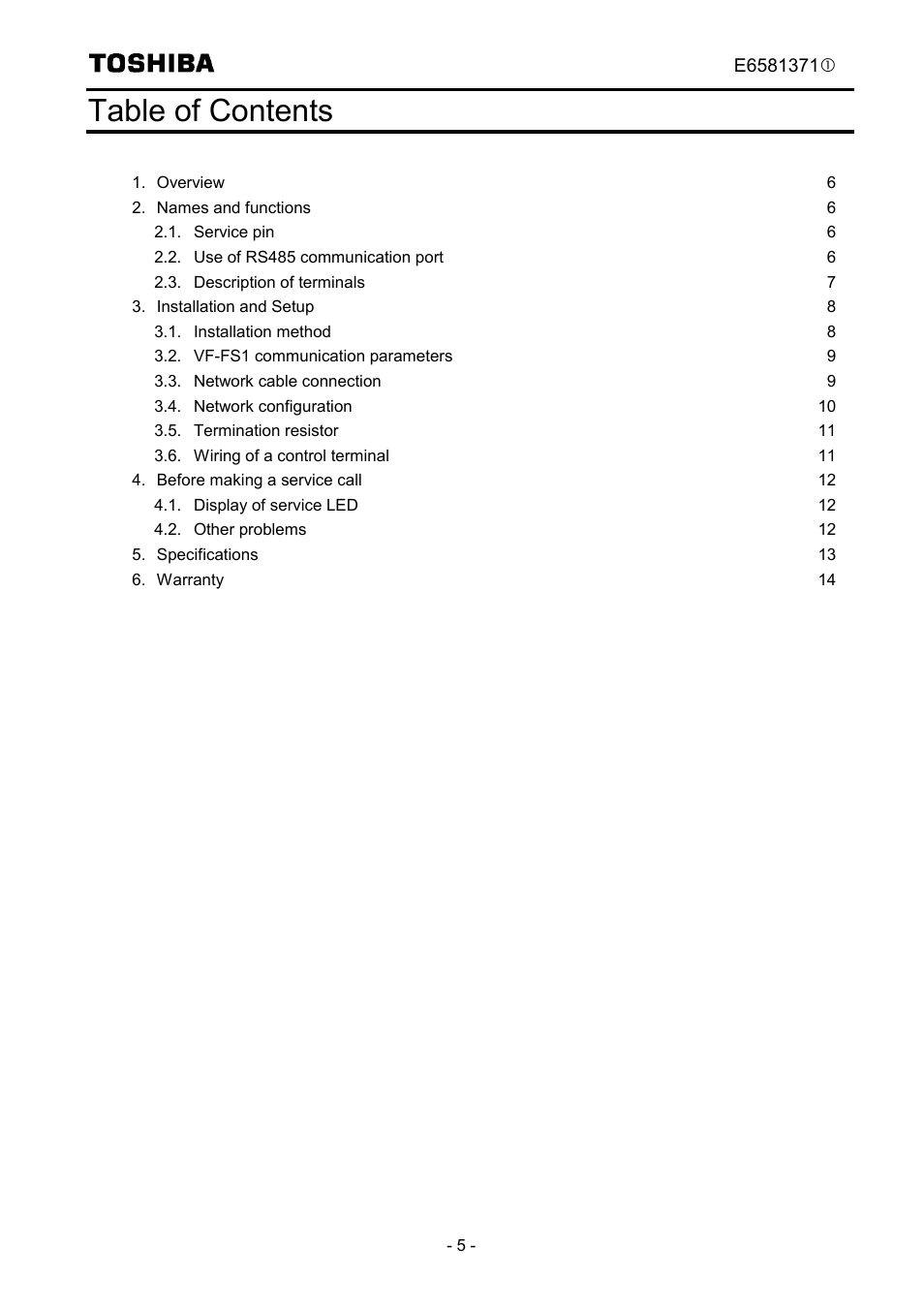 Toshiba TOSVERT VF-FS1 Series User Manual | Page 6 / 16