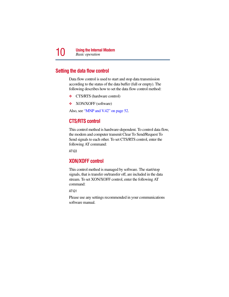 Setting the data flow control | Toshiba V.90 User Manual | Page 29 / 102