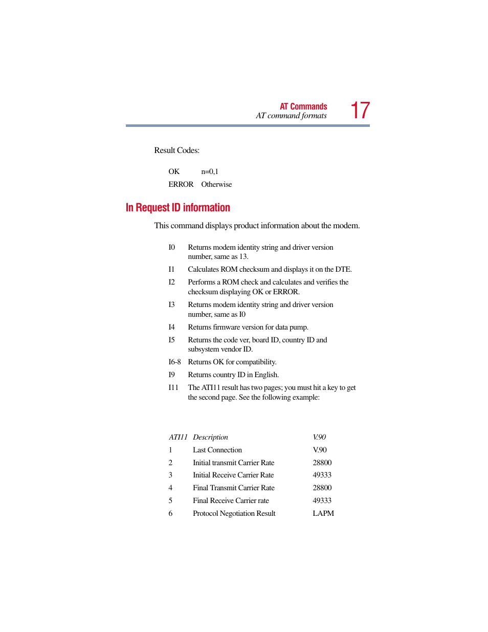 In request id information | Toshiba V.90 User Manual | Page 36 / 102