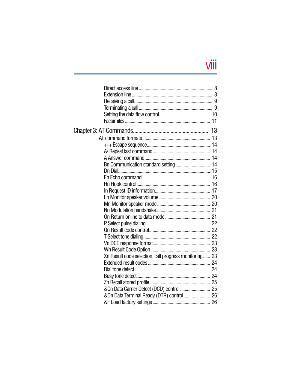 Viii | Toshiba V.90 User Manual | Page 8 / 102