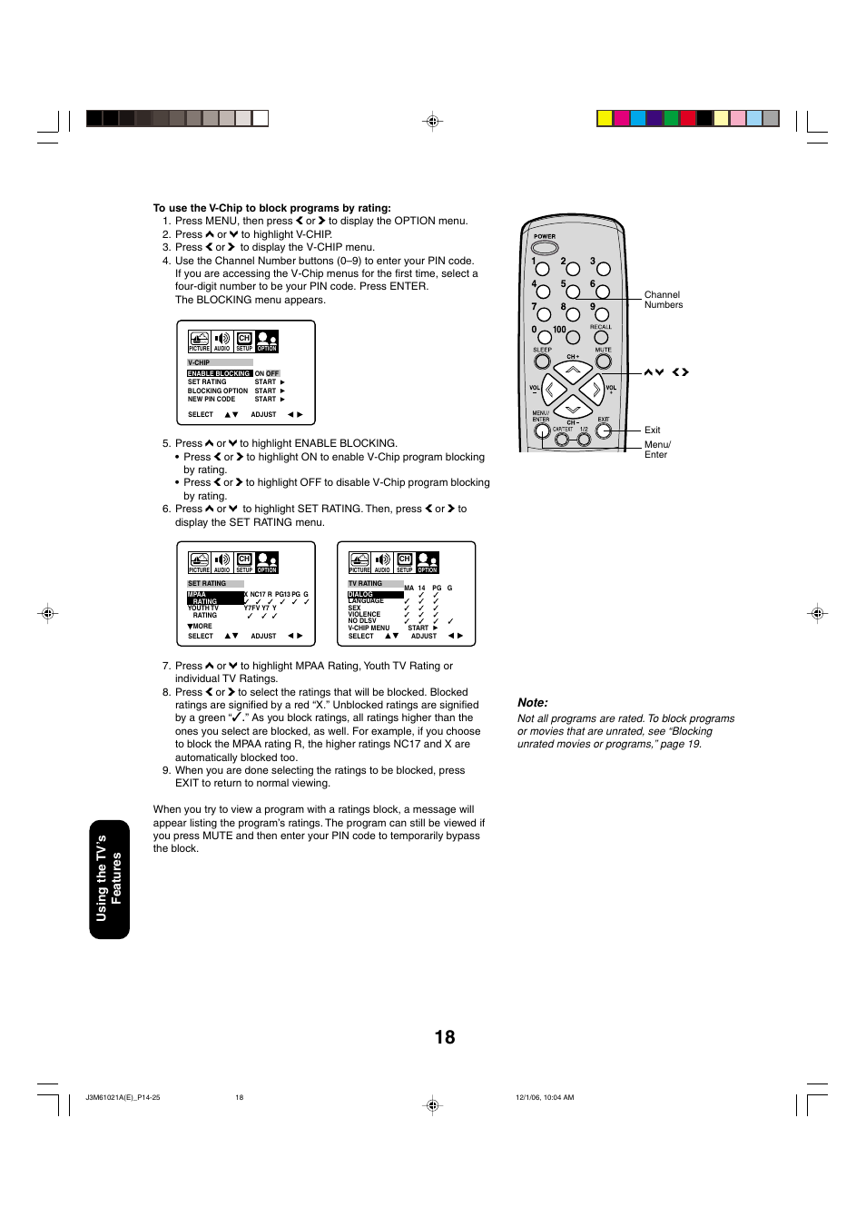 Using the tv ’s features | Toshiba 24AF46 User Manual | Page 18 / 64