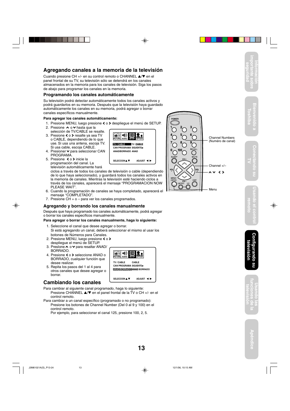 Cambiando los canales | Toshiba 24AF46 User Manual | Page 45 / 64