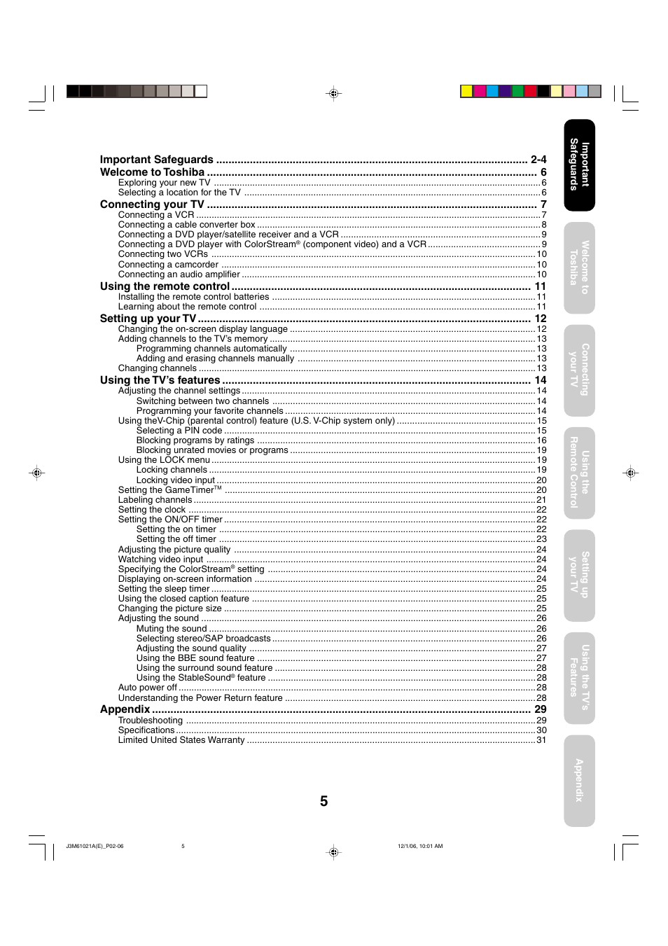 Toshiba 24AF46 User Manual | Page 5 / 64