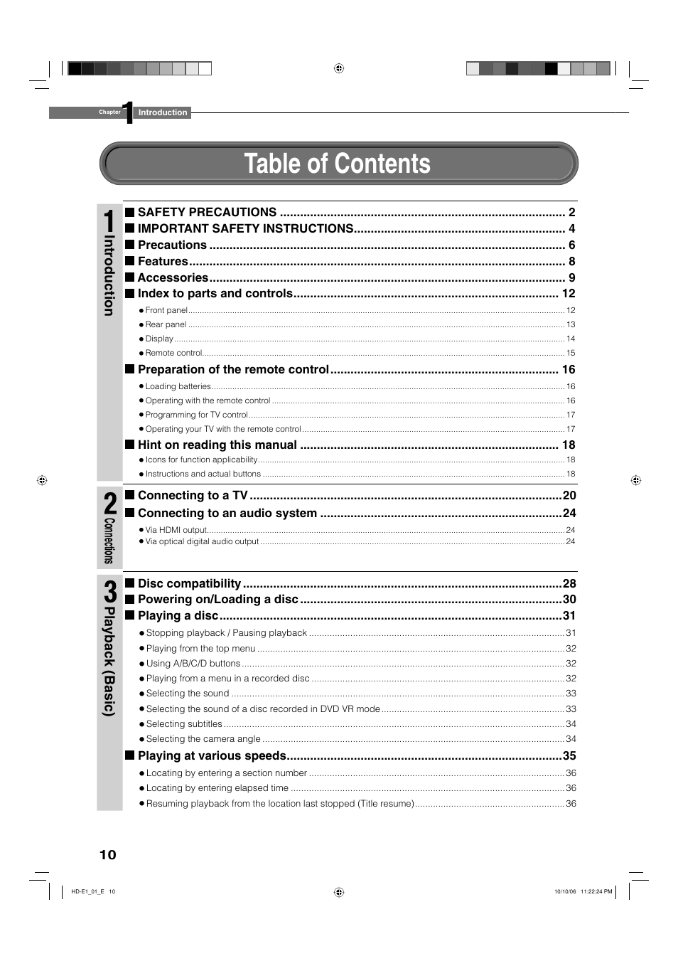 Toshiba HD-E1KE User Manual | Page 10 / 72