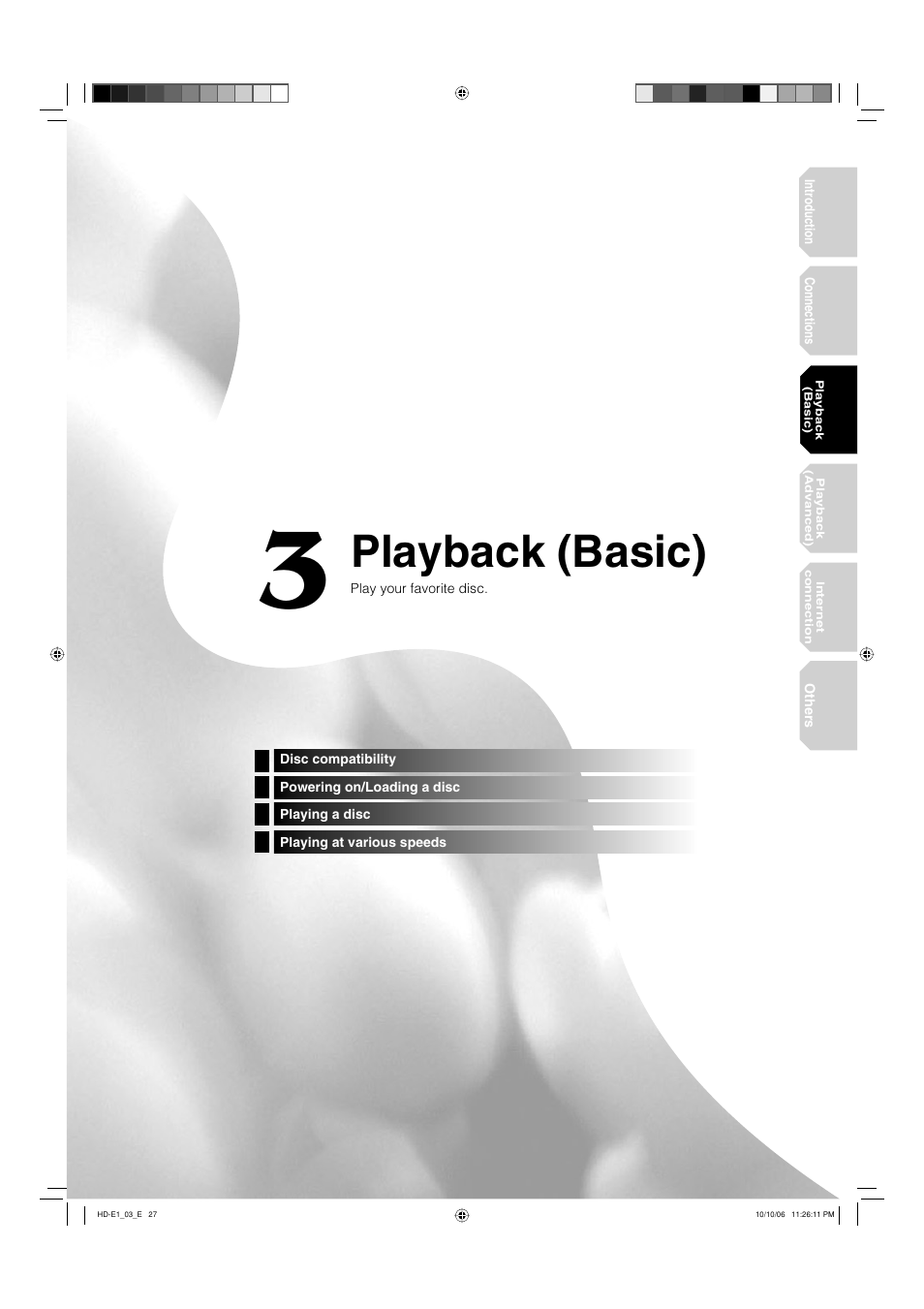 Playback (basic) | Toshiba HD-E1KE User Manual | Page 27 / 72