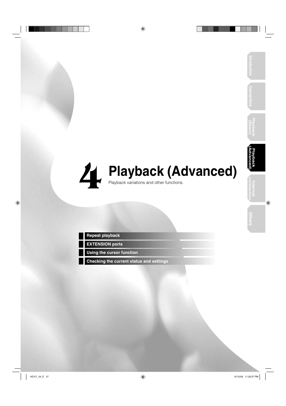 Playback (advanced) | Toshiba HD-E1KE User Manual | Page 37 / 72