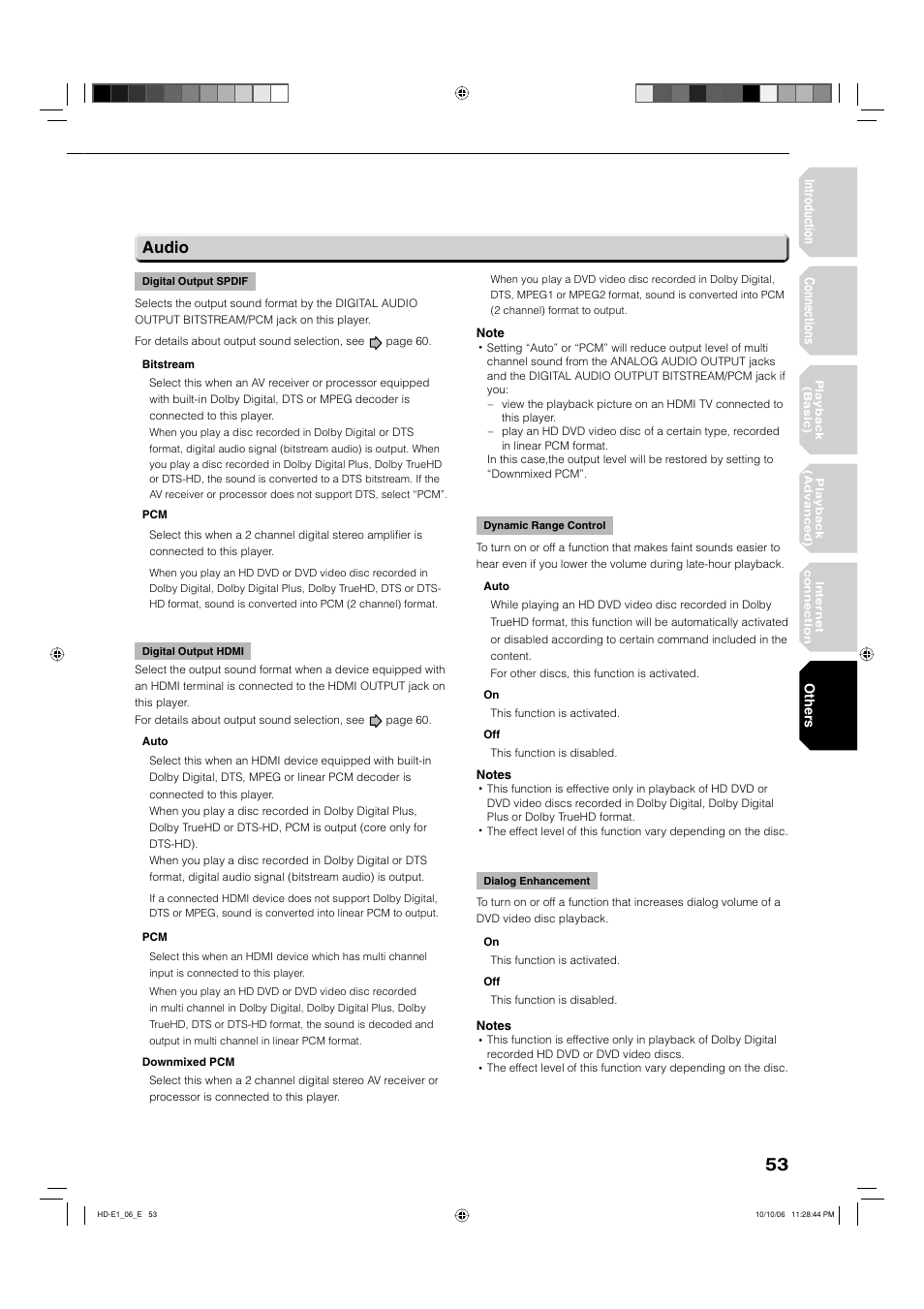 Audio | Toshiba HD-E1KE User Manual | Page 53 / 72