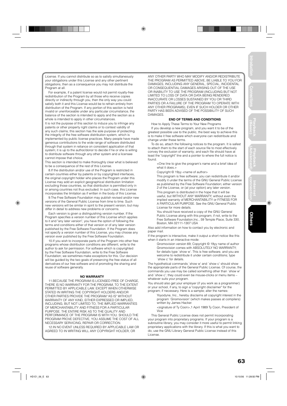 Introduction connections, Others | Toshiba HD-E1KE User Manual | Page 63 / 72