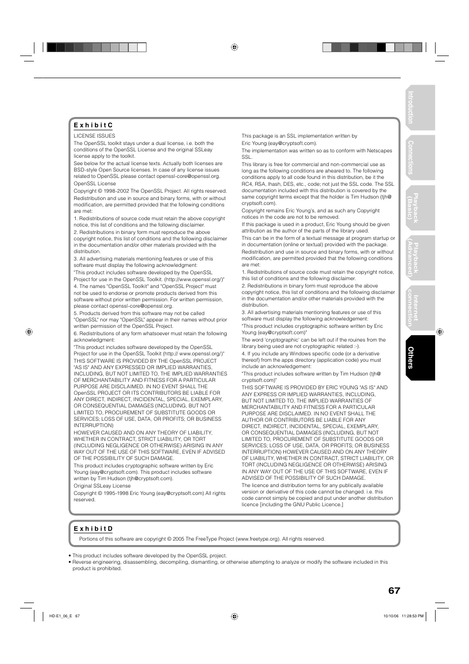 Introduction connections, Others | Toshiba HD-E1KE User Manual | Page 67 / 72