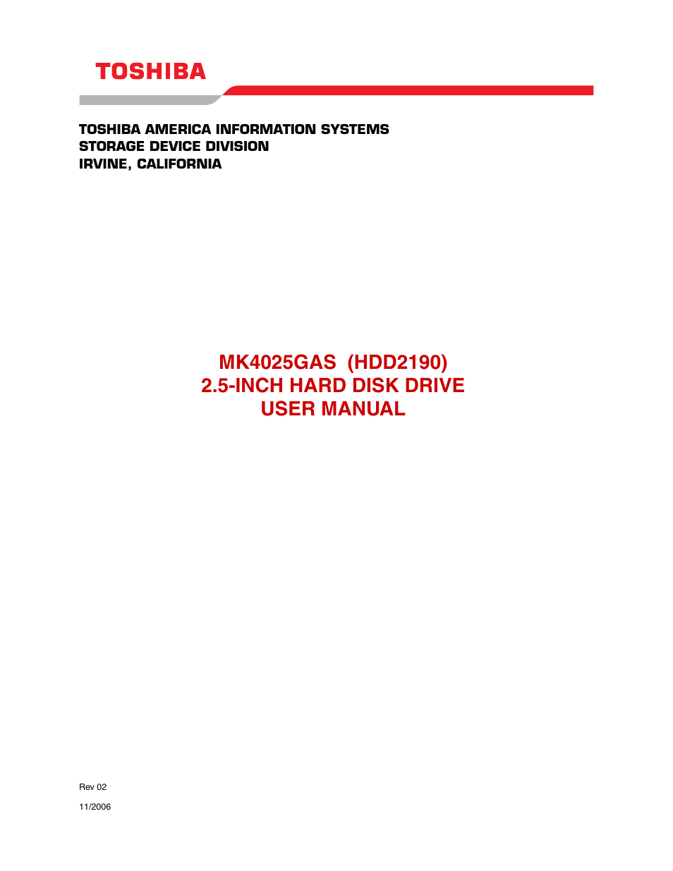 Toshiba MK4025GAS User Manual | 11 pages