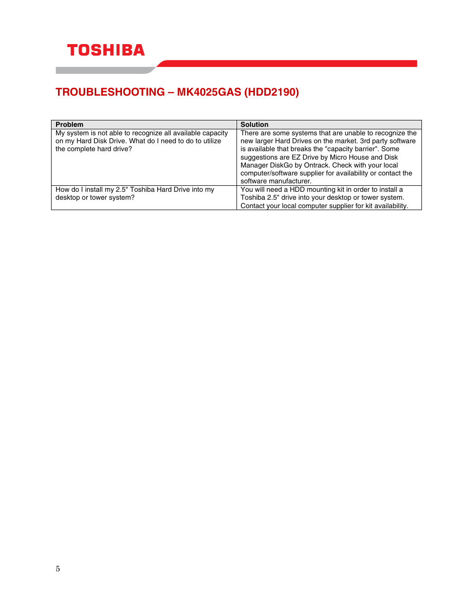 Troubleshooting – mk4025gas (hdd2190) | Toshiba MK4025GAS User Manual | Page 7 / 11