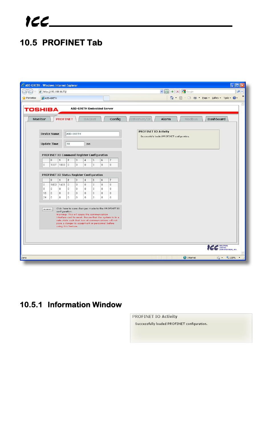 Toshiba Multiprotocol Ethernet Interface for Toshiba G9/VFAS1 Adjustable Speed Drives ASD-G9ETH User Manual | Page 31 / 116