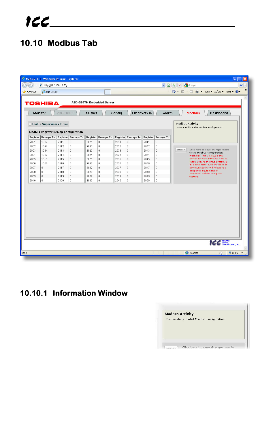 Toshiba Multiprotocol Ethernet Interface for Toshiba G9/VFAS1 Adjustable Speed Drives ASD-G9ETH User Manual | Page 49 / 116