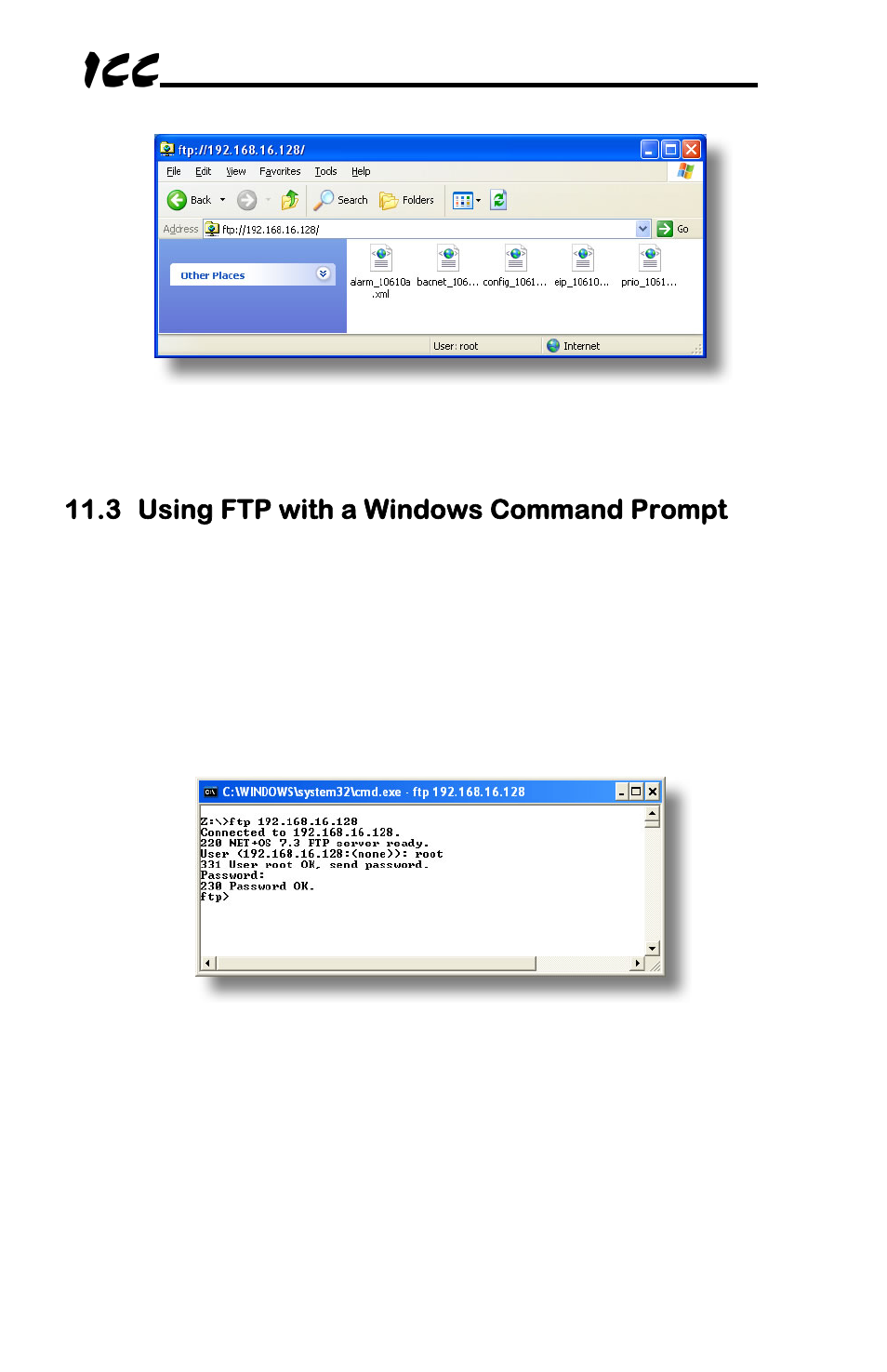 3 using ftp with a windows command prompt | Toshiba Multiprotocol Ethernet Interface for Toshiba G9/VFAS1 Adjustable Speed Drives ASD-G9ETH User Manual | Page 61 / 116