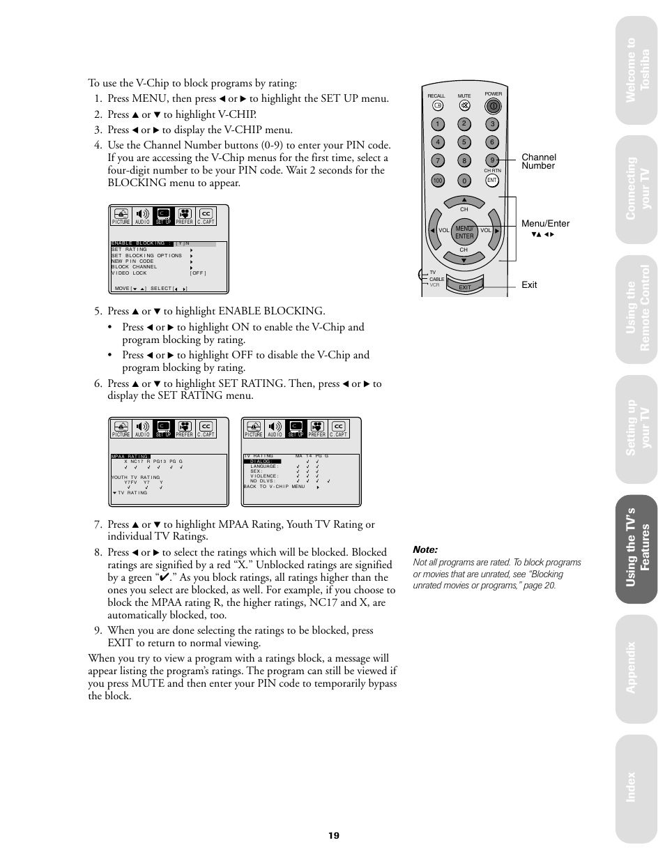 Ref er ence, Press | Toshiba 27A60 User Manual | Page 25 / 44