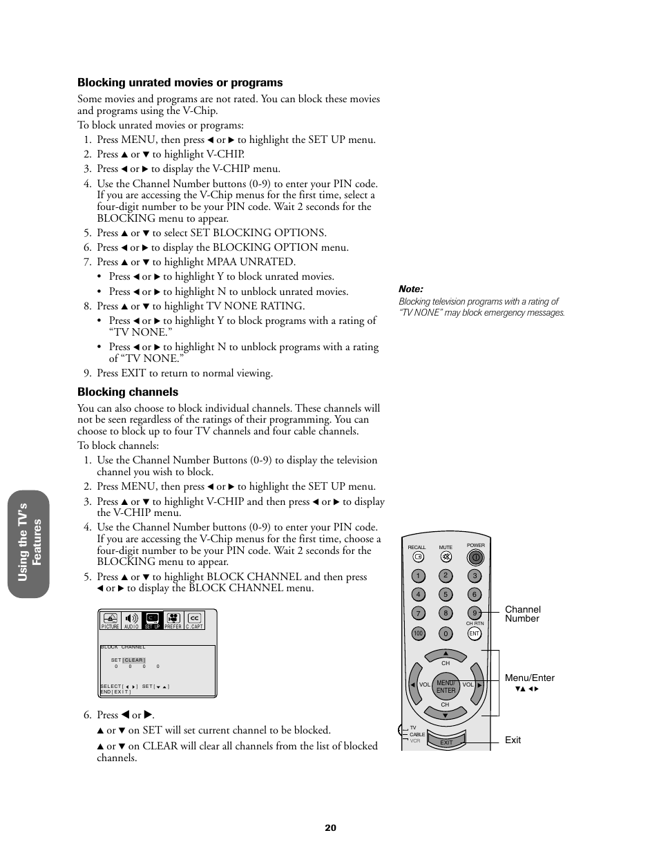 Blocking channels | Toshiba 27A60 User Manual | Page 26 / 44