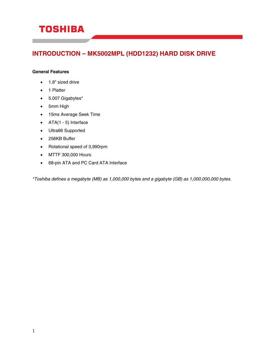 Introduction – mk5002mpl (hdd1232) hard disk drive | Toshiba MK5002MPL User Manual | Page 3 / 9