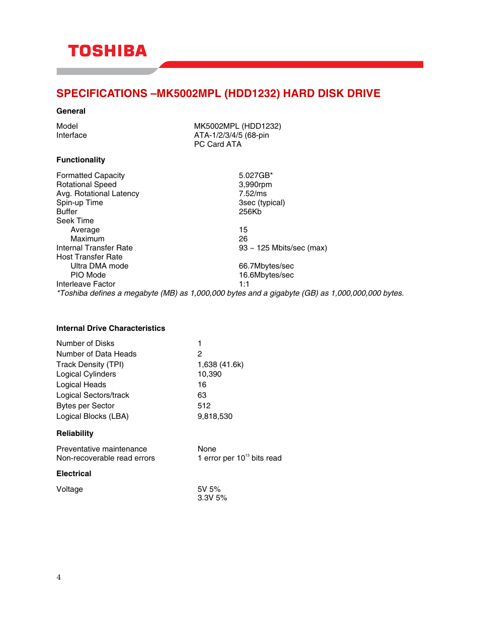 Toshiba MK5002MPL User Manual | Page 6 / 9