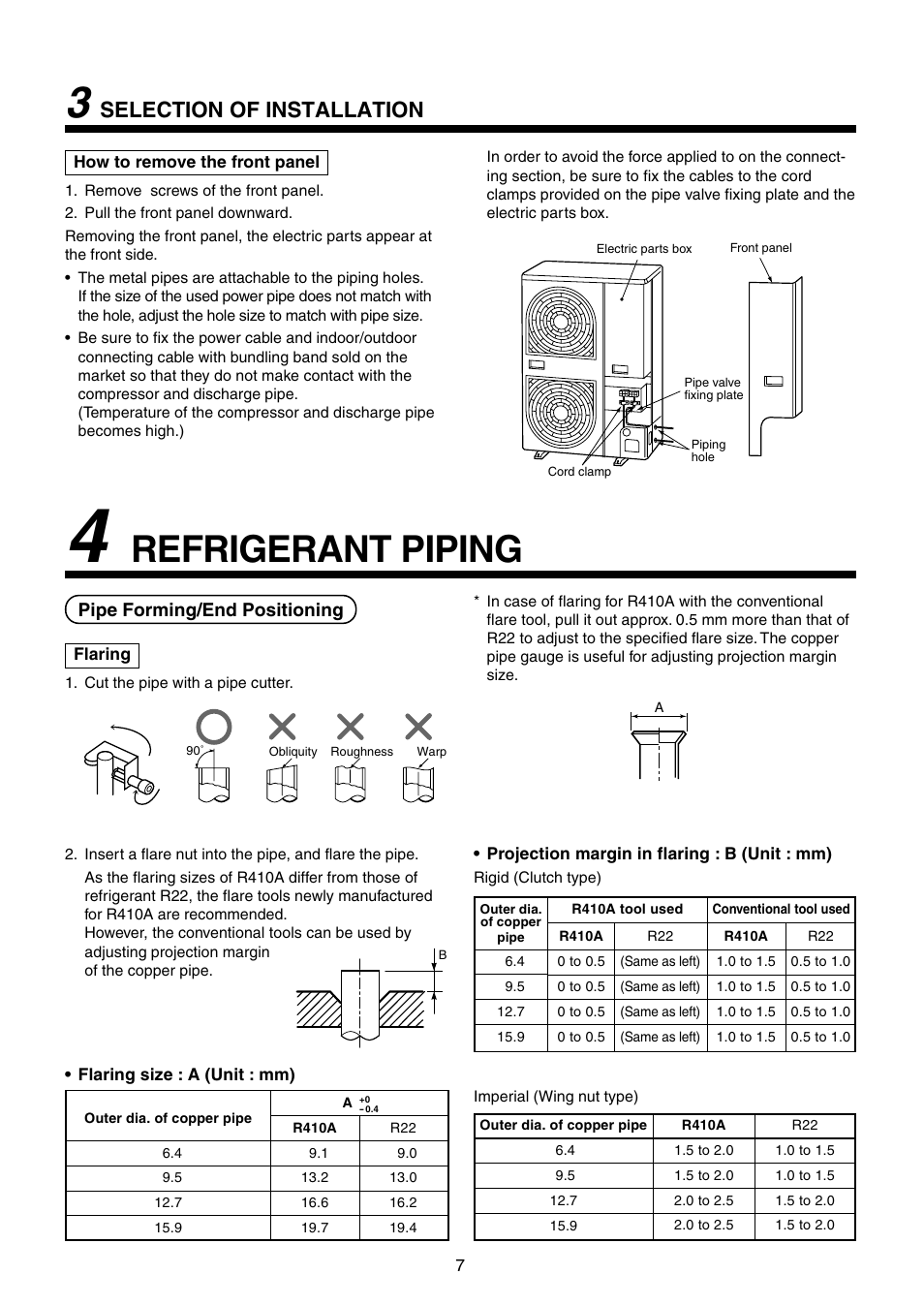 Refrigerant piping, Selection of installation, Pipe forming/end positioning | Toshiba RAV-SM1100UT-E User Manual | Page 10 / 80