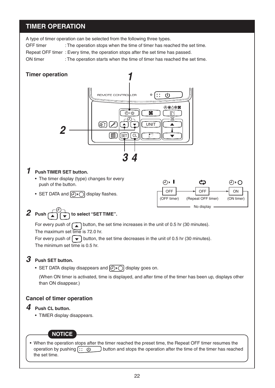 Timer operation | Toshiba RAV-SM1100UT-E User Manual | Page 25 / 80