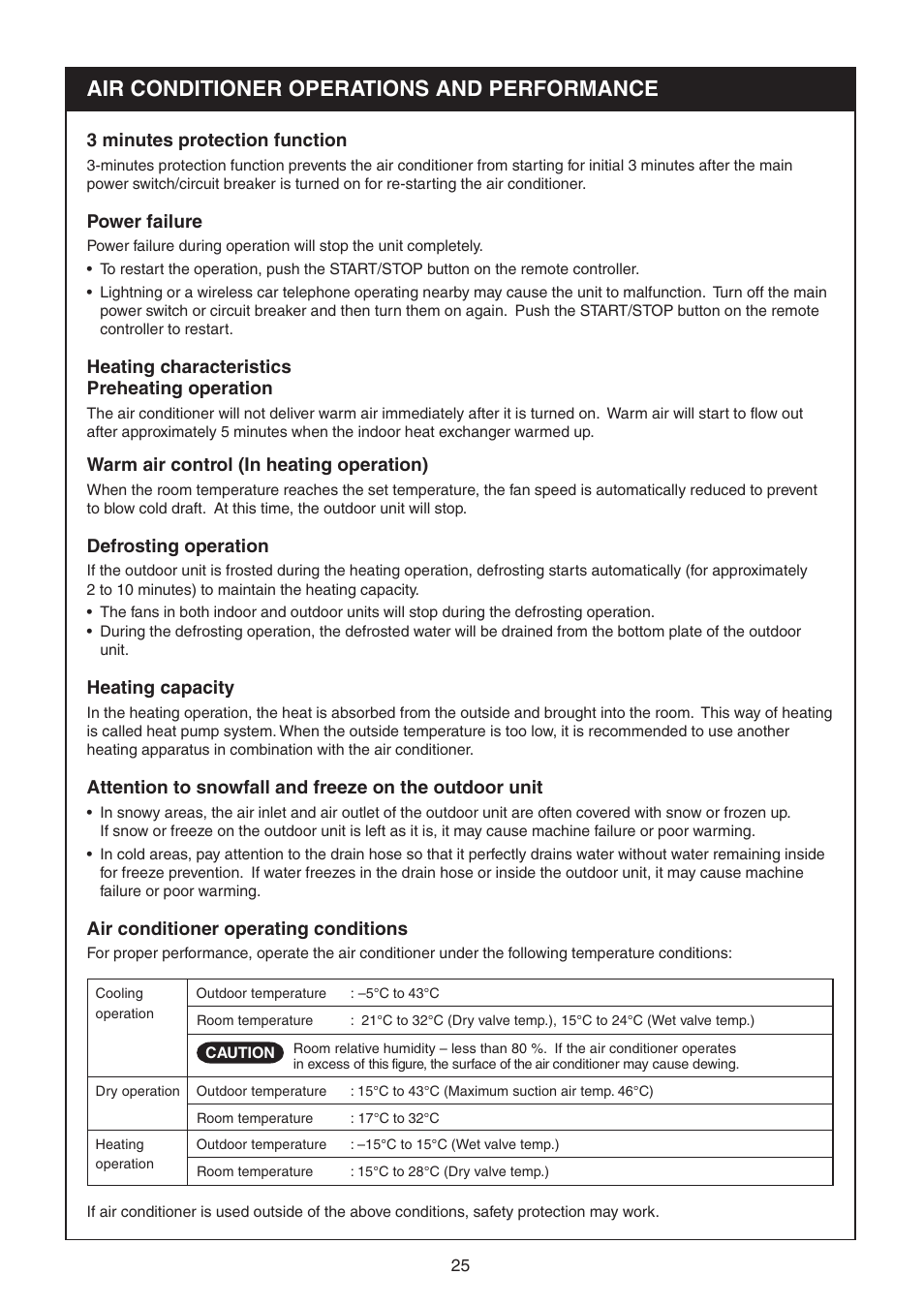 Air conditioner operations and performance | Toshiba RAV-SM1100UT-E User Manual | Page 28 / 80