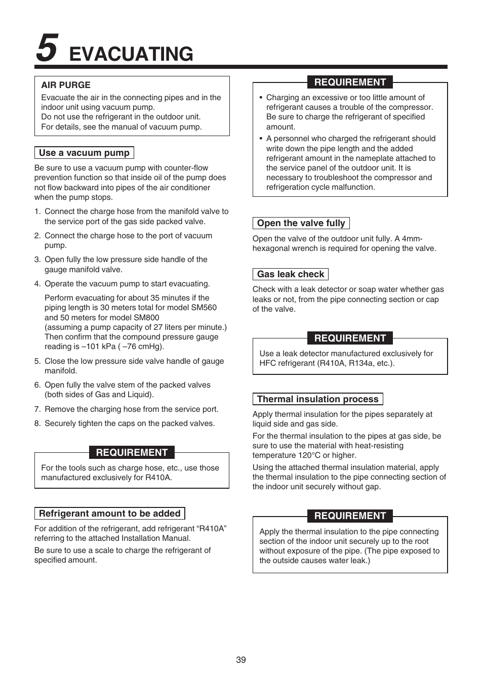 Evacuating | Toshiba RAV-SM1100UT-E User Manual | Page 42 / 80