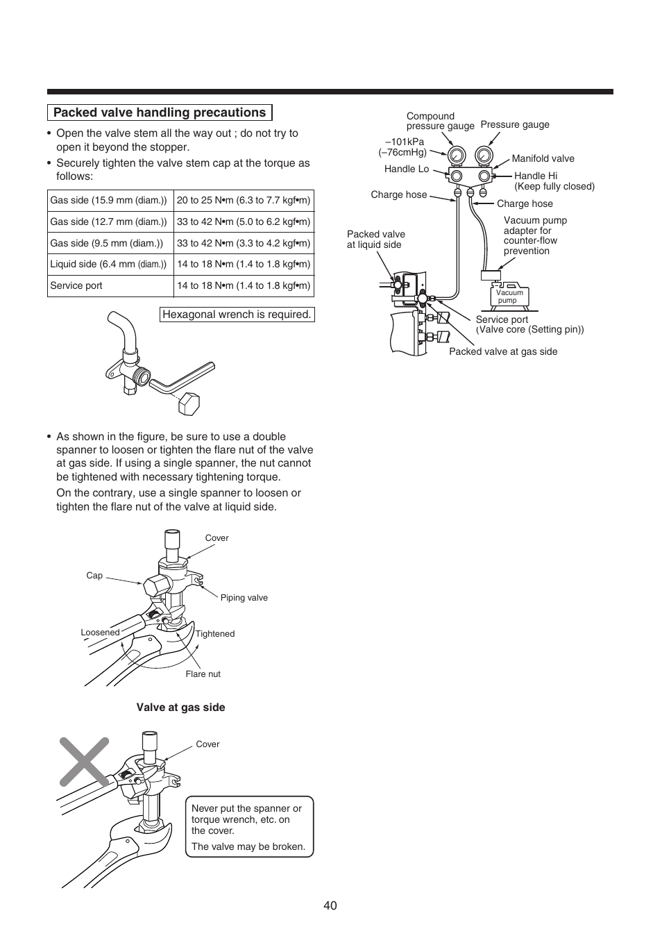 Packed valve handling precautions | Toshiba RAV-SM1100UT-E User Manual | Page 43 / 80