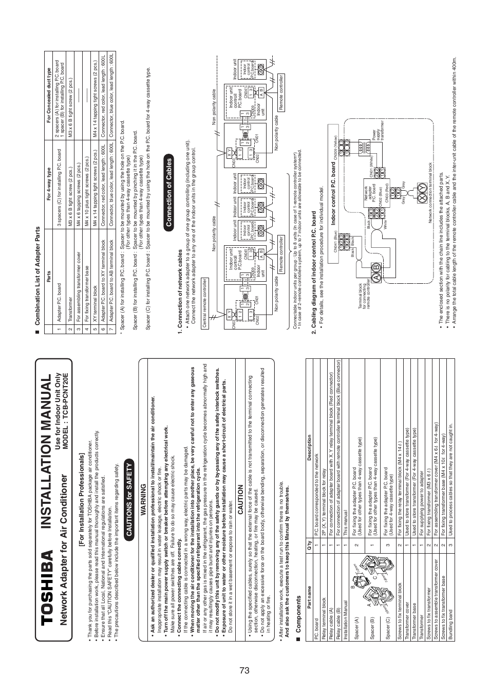 Inst alla tion manu al, Netw ork adapter f or air conditioner | Toshiba RAV-SM1100UT-E User Manual | Page 76 / 80